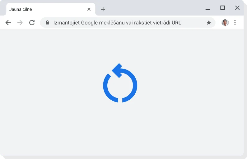 Chrome lietotāja saskarne ar atjauninājuma lietošanas ikonu