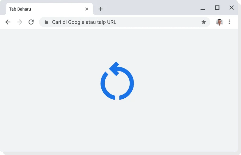 UI Chrome dengan ikon memasang kemaskinian