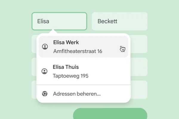 Een gebruiker kan direct hun naam en adres invoeren in een formulier via automatisch invullen.