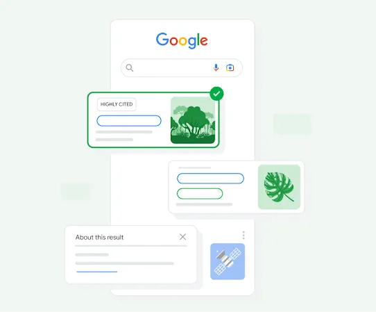 Ilustración de resultados clasificados con la etiqueta de fuente verificada