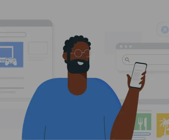 Una persona usa su smartphone para interactuar con la Búsqueda de Google