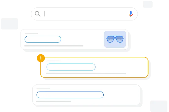 صورة توضيحية لنتائج بحث على Google وقد تم وضع علامة تحذير على أحد المواضيع