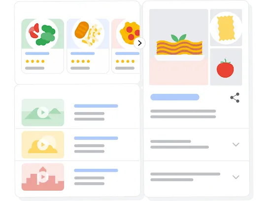 Illustration of Search results comparing different foods and recipes