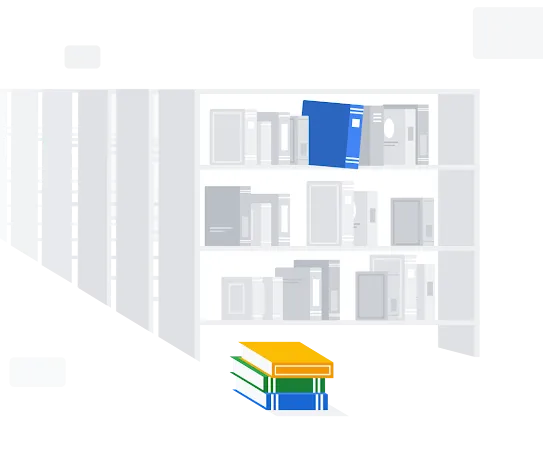 Libri colorati che saltano all'occhio rispetto alle file di scaffali grigi della biblioteca